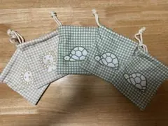 タイトーくじ ブルーナアニマル F賞巾着ポーチ カメ×3 ライオン×2