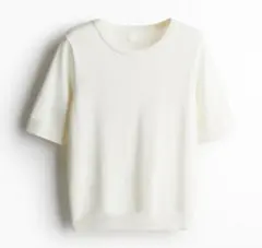 【新品】H&M ファインニットトップス　白　ホワイト　S 半袖　半袖ニット
