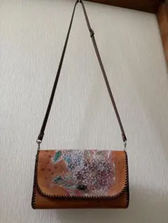 ハンドメイド 西陣織×本革 2WAYミニトートバッグ ショルダー付 未使用 