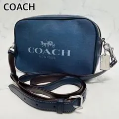 COACH　ショルダーバッグ　カメラバッグ　デニム　斜め掛け　ダブルジップ　ロゴ