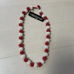 designsix 赤と白 ビーズネックレス