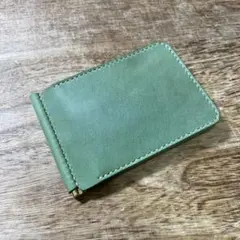 マネークリップ　本革　高級イタリアンレザー　　手縫い　革財布　ハンドメイド　薄型