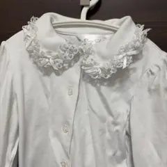 フリル付き襟 ホワイト長袖シャツ 100cm