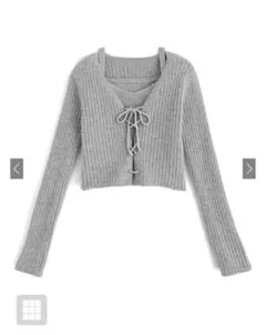 GRL レースアップトップスxキャミニットアンサンブル ［mb1577］グレー