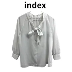 index インデックス リボンタイ ブラウス ホワイト系 七分袖 無地