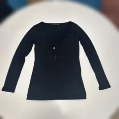 stud. スカル 長袖Tシャツ Vネック レイヤード3連ネックレス付きのサムネイル
