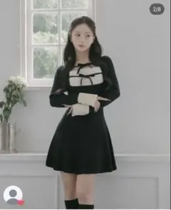 【限定値下げ】ダーリッチ リボンファーフレアニットミニワンピース