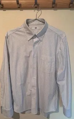 UNIQLO ユニクロ ノンアイロンシャツ M ブルーストライプ 長袖