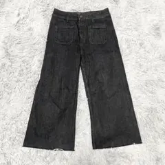 ザラ デニムパンツ パッチポケット マリン ストレート ブラック 42