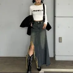 TRIFLE ダメージスリットデニムロングスカート