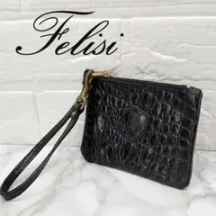 シンさま 【極美品】Felisi フェリージ 名刺入れ クロコ型押し