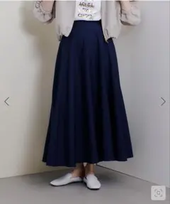 allureville オーガンジー切替フレアスカート ネイビーのサムネイル