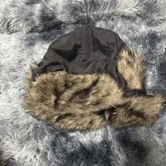 フライトキャップ 黒と茶色のファー