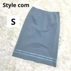 Style com （株）東京スタイル　ひざ丈スカート　水色　ビーズデザイン　Sのサムネイル