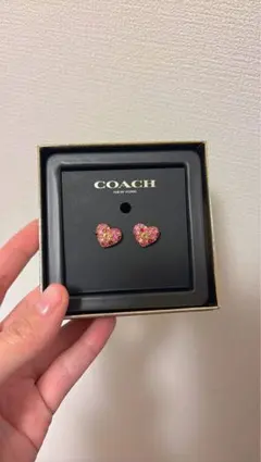 COACH ハート型クリスタルピアス　ピンク
