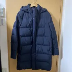 美品] UNIQLO フード付きロングダウンジャケット L ネイビー