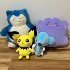 ポケモン ぬいぐるみ まとめ売り カビゴン メタモン ピチュー クマシュン 4体