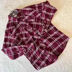 BACK NUMBER バックナンバー　チェックシャツ　長袖　ワインレッド　Mのサムネイル