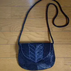 ビーズ装飾 黒 パーティーバッグ