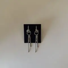 シルバー ロングチェーン イヤリング