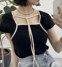 mystic チョーカーカットソー Tシャツ 黒のサムネイル