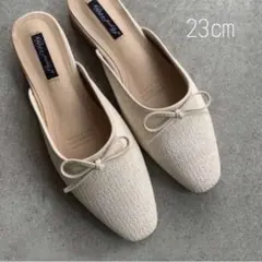 New✧ストロー リボン フラットサンダル B 36 パンプス 最安値 プチプラ