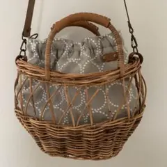 そらっち様専用　ハンドメイド　作家様　ミナポルホネン　カゴバッグ　タンバリン