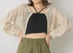 レトロガール　2way 袖ボリュームメッシュカーディガンのサムネイル