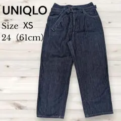 UNIQLO ベルト付き ワイドパンツ デニム ジーンズ XS