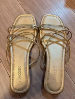 Discoat クロスラインストラップサンダル ゴールド M 23.5cm