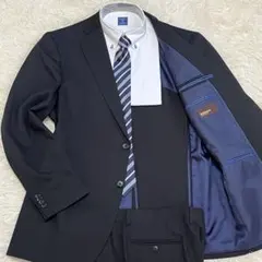 希少 高級 トゥモローランド シルク混セットアップスーツ ネイビー