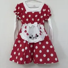 ミニーちゃん コス ドット柄 長袖ワンピース 120
