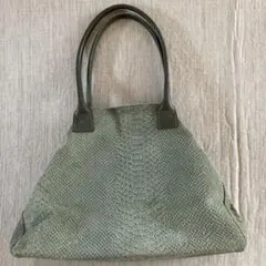 イタリア製　本革トートバッグ　スエード　モスグリーン　A4収納可