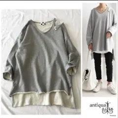 antiqua オフショルダー グレー スウェット トップス