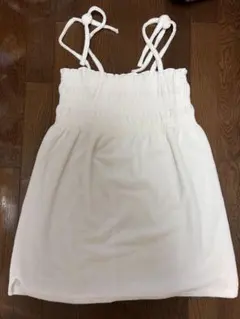 ハワイ キッズ ホワイト シャーリング ノースリーブワンピース