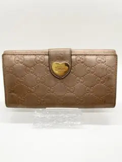 N*エ様 GUCCI レザー 長財布 GG総柄 シマ ラブリーハート