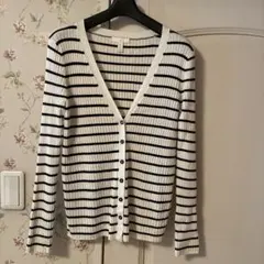 H＆M カーディガン　白と黒のボーダー