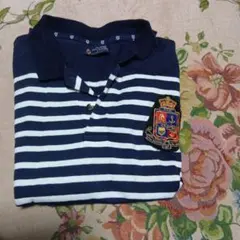 ネイビーとホワイトのストライプポロシャツ