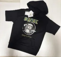 【新品タグ付】仕事猫　Shigoto Neko フード付きTシャツ　黒　Ｍ
