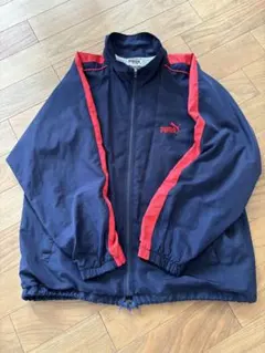 PUMA ナイロンジャケット ネイビー/レッドL