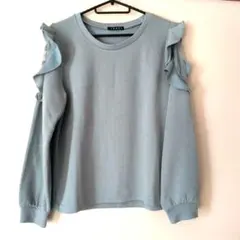 INGNI フリル付き袖 ニット 長袖ライトブルー