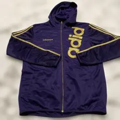 adidas フルジップジャージ 紫 ゴールド