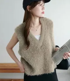 DISCOAT 前後2WAYフェザーヤーンショートベスト