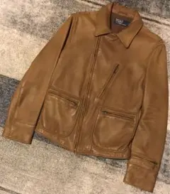 雰囲気抜群 極上品 ラルフローレン ポニー無し 羊革 ダブルライダースジャケット