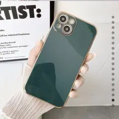 スマホケース iPhone14 ダークグリーン ソフト