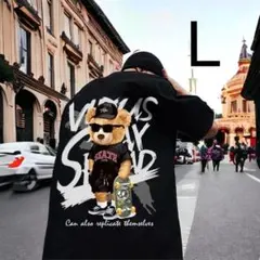 ビック　Ｔシャツ　ストリート　韓国　ヒップホップ　クマ　ブラック　プリント