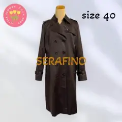 1819【SERAFINO】トレンチコート レイン ダブルブレスト 光沢 茶40