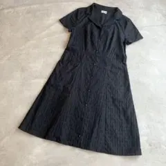 美品✦ฺホコモモラ /半袖シャツワンピース　ブラック　フレア　大きめサイズのサムネイル