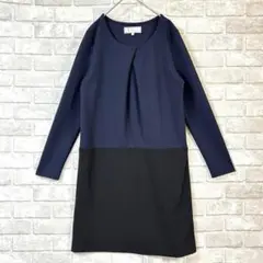 ロペピクニック ワンピース バイカラー ひざ丈 タック M セレモニー シンプル
