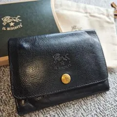 保存袋付★定価49,500円IL BISONTEミディアムウォレット人気ブラックのサムネイル